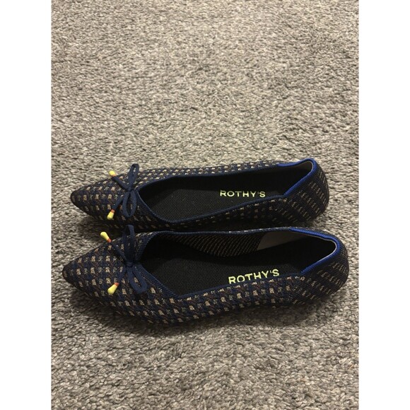 Rothy's The Bow Point Evening Metallic Knit Fabric Ballet Flats Pointed-Toe 7.5 - Picture 3 of 8